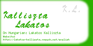 kalliszta lakatos business card